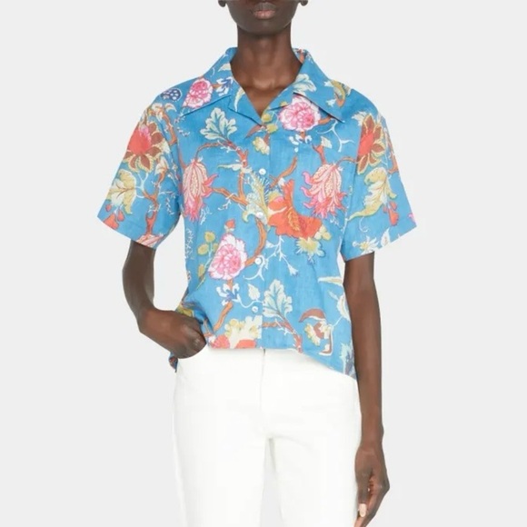 Alix of Bohemia Small Lilo Plumeria Floral Hawaiian Button-Front Shirt